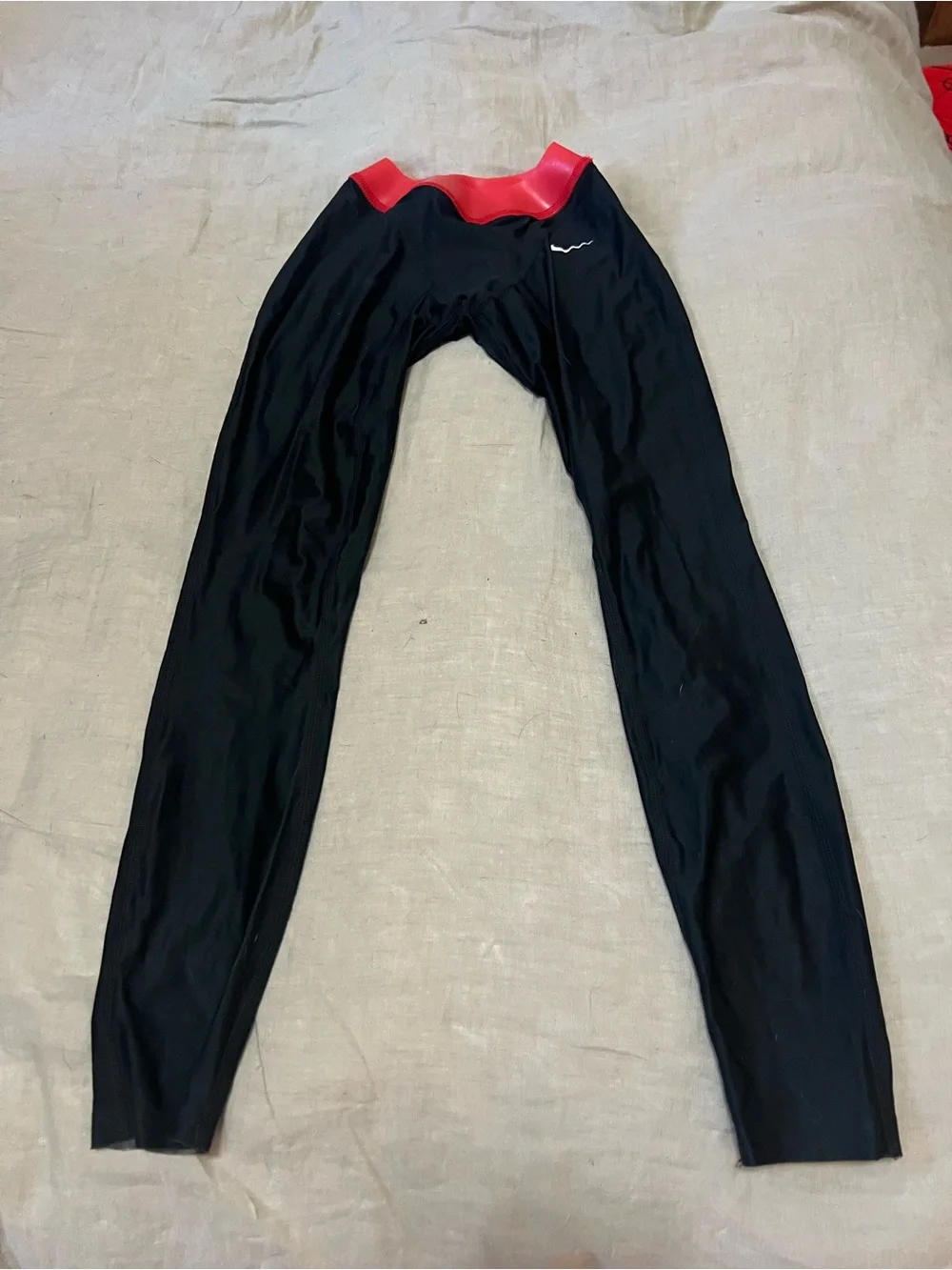 Nike Men’s Black Swim Leggings with Red Waistband